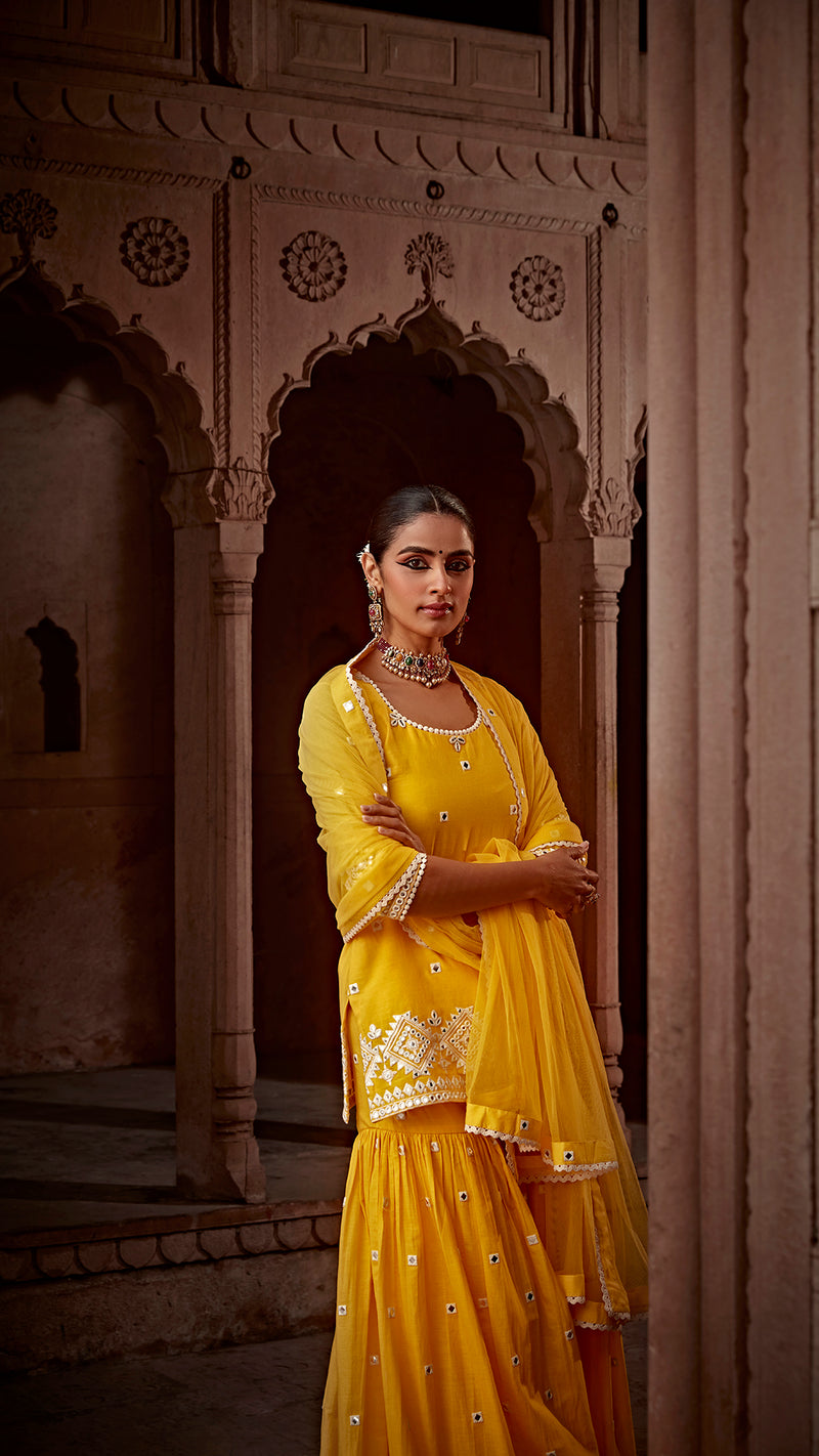 Yellow Diamond Straight Sharara