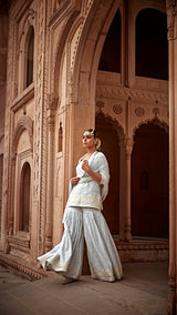 Ice Blue Diamond Straight Sharara