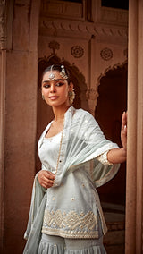 Ice Blue Diamond Straight Sharara