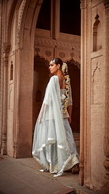 Ice Blue Diamond Straight Sharara