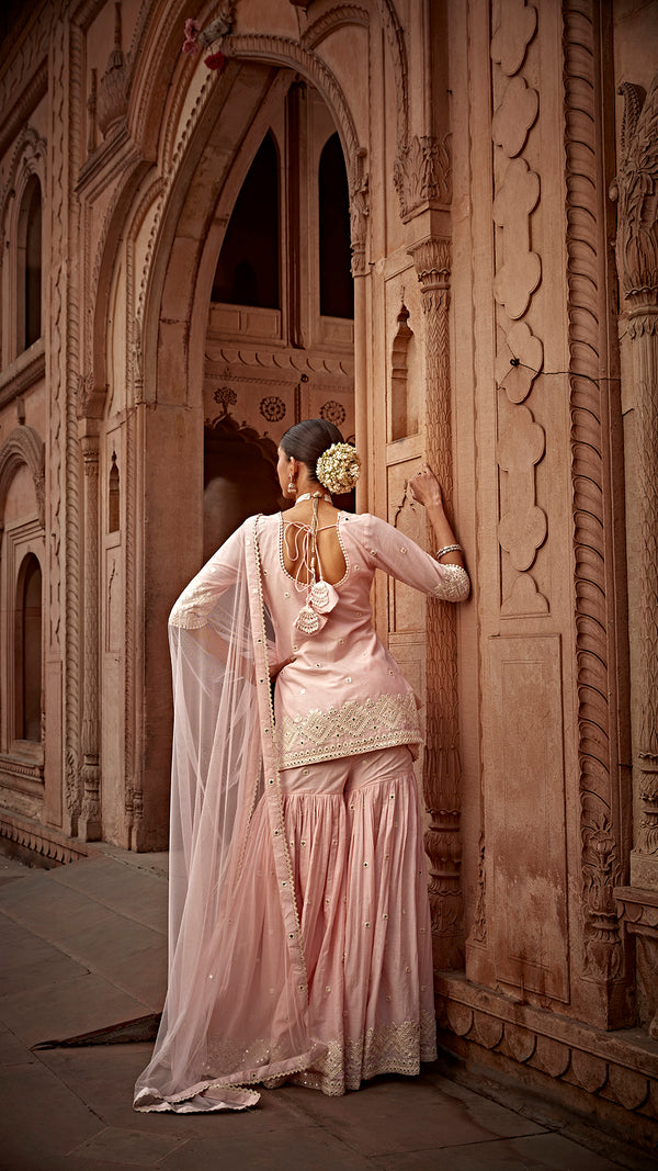 Blush Pink Diamond Straight Sharara