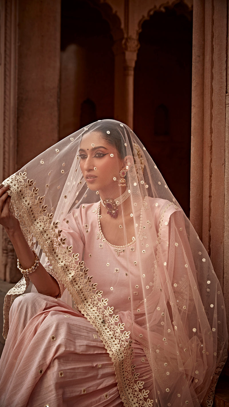 Blush Pink Diamond Straight Sharara