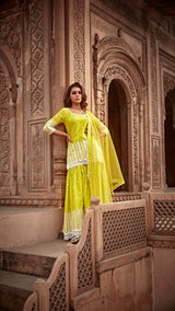 Neon Green Leaf Straight Sharara