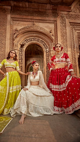 Red Diamond Lehenga with Embroidered Dupatta