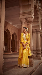 Yellow Circle Peplum Sharara