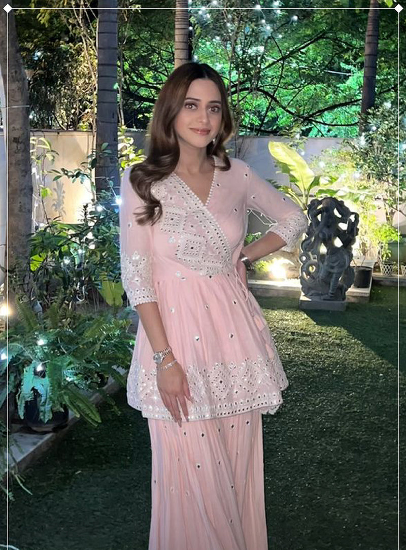 Blush Pink Diamond Peplum Sharara