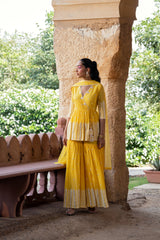 Yellow Leaf Peplum Sharara