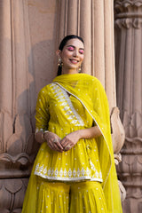 Neon Green Triangle Peplum Sharara