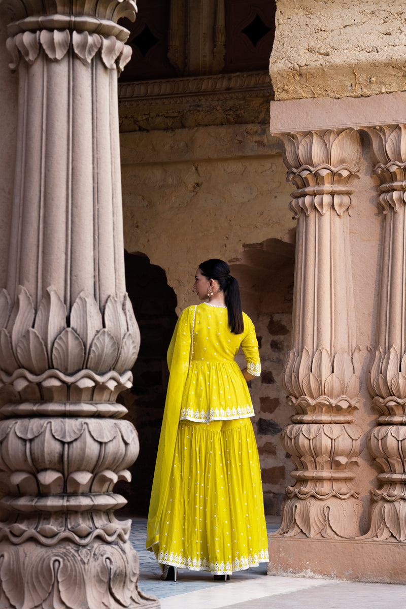 Neon Green Triangle Peplum Sharara