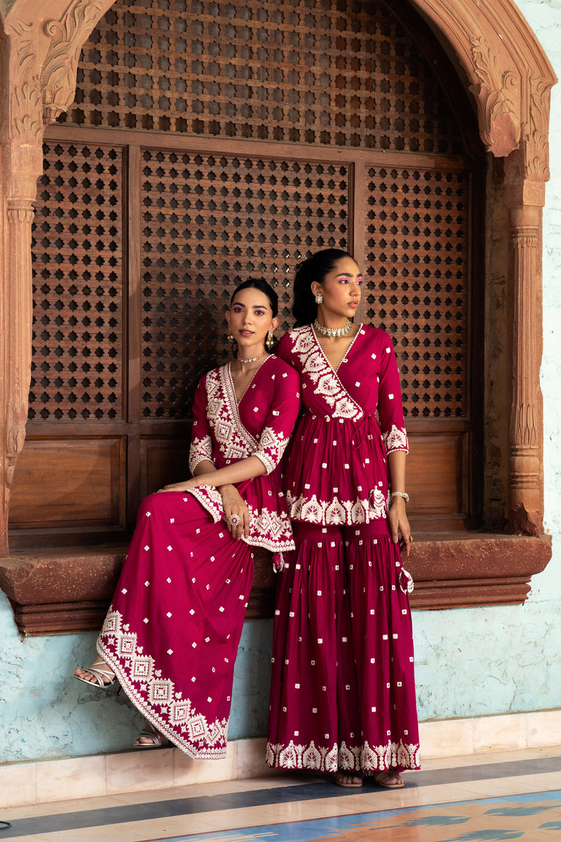 Fuchsia Diamond Peplum Sharara