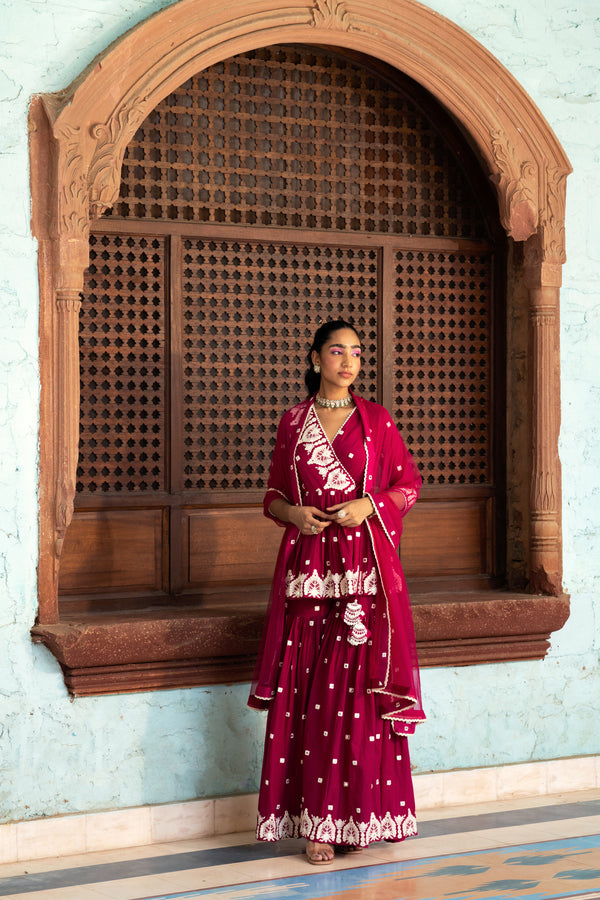 Fuchsia Temple Peplum Sharara