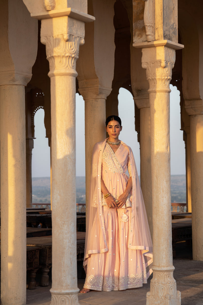 Blush Pink Diamond Peplum Sharara