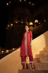 Red Triangle Kurta with Pants