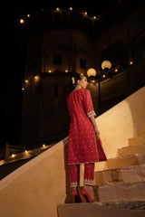 Red Triangle Kurta with Pants