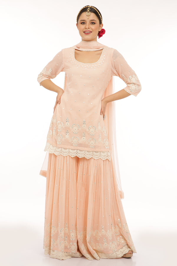 Blush Pink Flower Straight Sharara