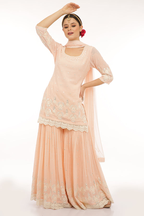 Blush Pink Flower Straight Sharara