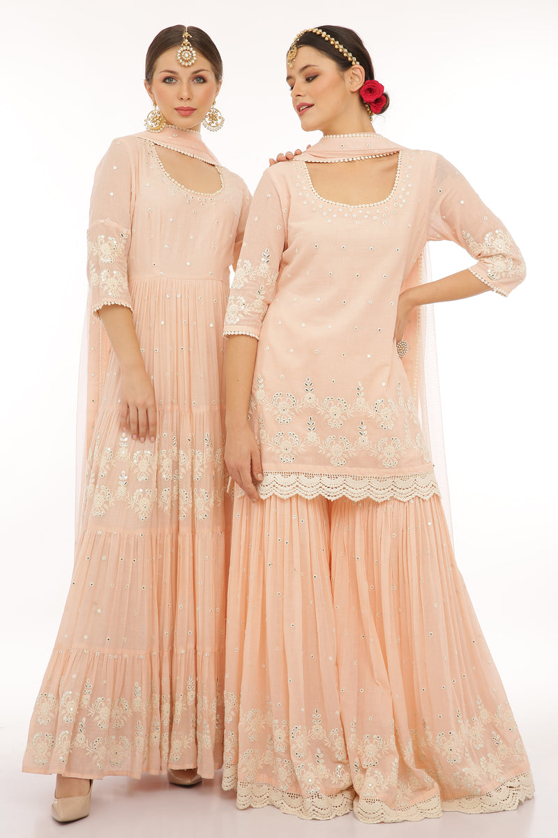 Blush Pink Flower Straight Sharara