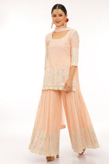 Blush Pink Leaf Border Straight Sharara