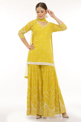 Neon Green Barfi Straight Sharara