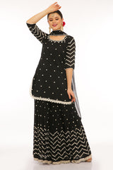 Black Zig-zag Straight Sharara