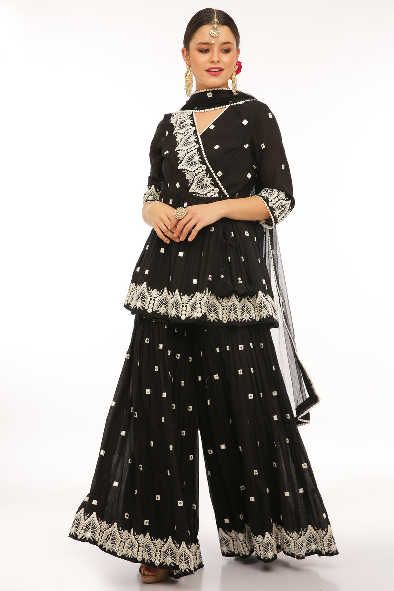 Black Temple Peplum Sharara