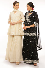 Off White Temple Peplum Sharara